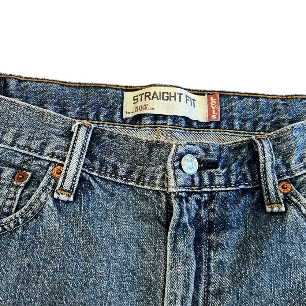 Levi’s 505 Denim Jean Shorts Jorts Men’s Size 36 Denim Dad Shirts Medium Wash - Picture 2 of 4